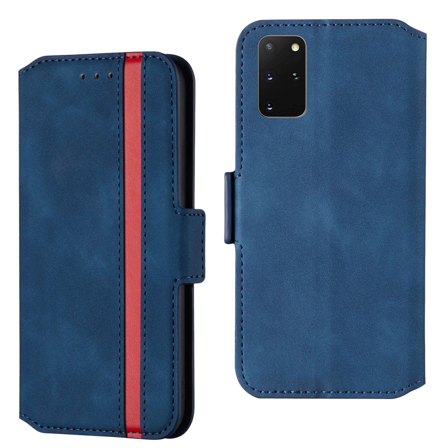 Splicing Matte Retro Style Leather Case with Card Slots for Samsung Galaxy S20 Plus/S20 Plus 5G - Blue