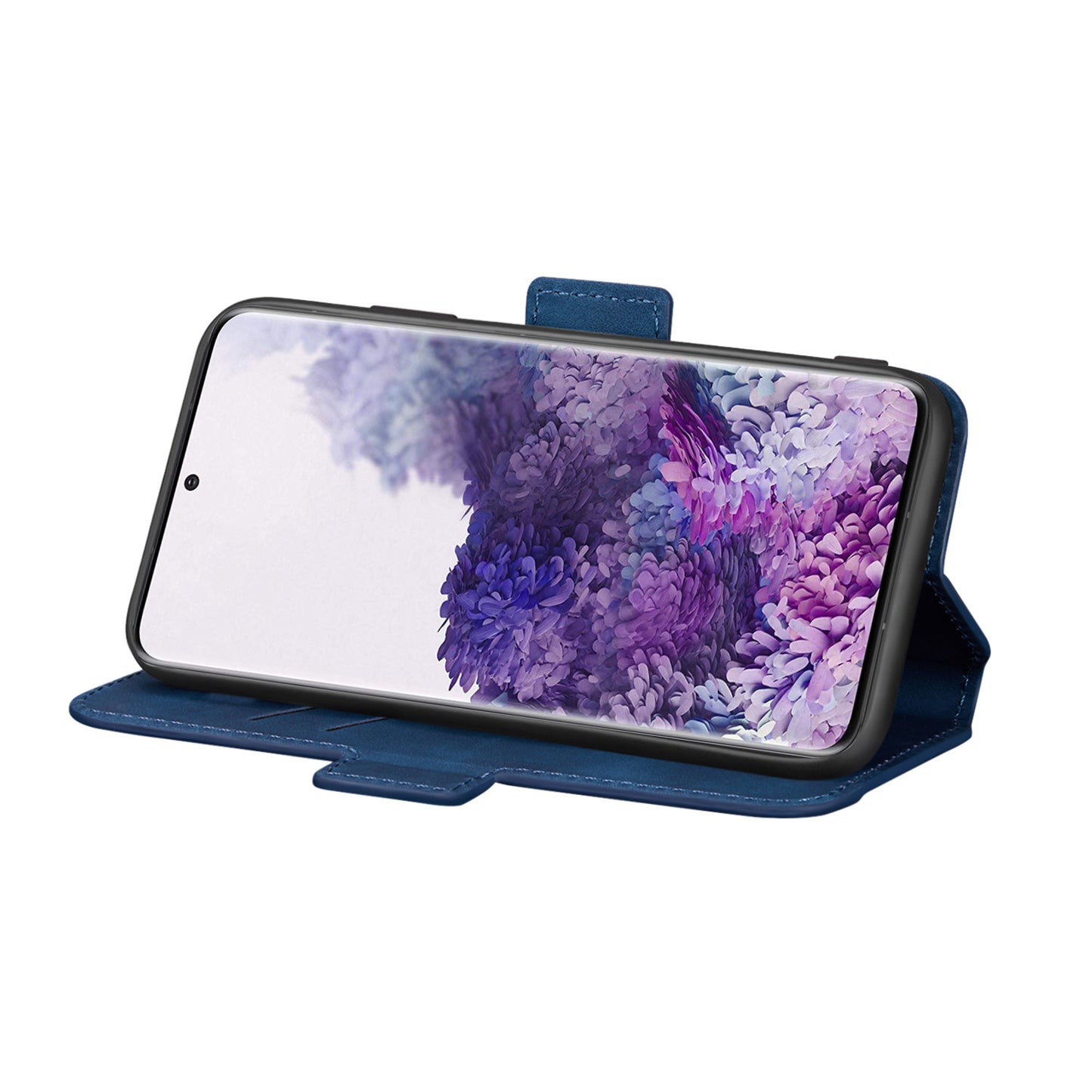 Splicing Matte Retro Style Leather Case with Card Slots for Samsung Galaxy S20 Plus/S20 Plus 5G - Blue