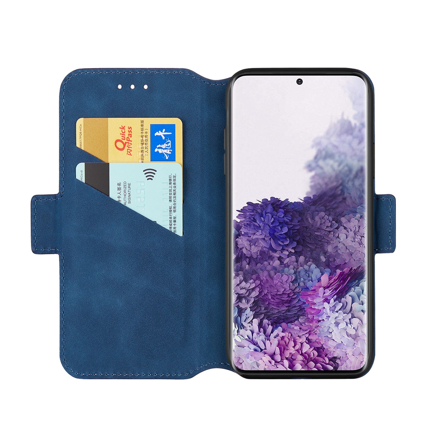 Splicing Matte Retro Style Leather Case with Card Slots for Samsung Galaxy S20 Plus/S20 Plus 5G - Blue
