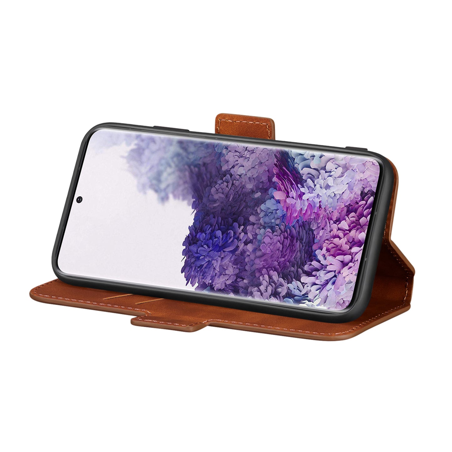 Splicing Matte Retro Style Leather Case with Card Slots for Samsung Galaxy S20 Plus/S20 Plus 5G - Brown