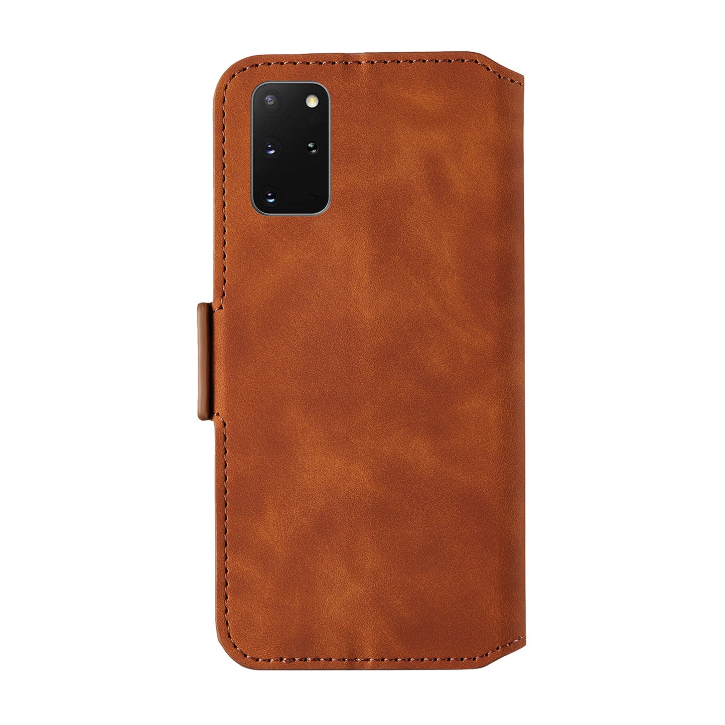 Splicing Matte Retro Style Leather Case with Card Slots for Samsung Galaxy S20 Plus/S20 Plus 5G - Brown