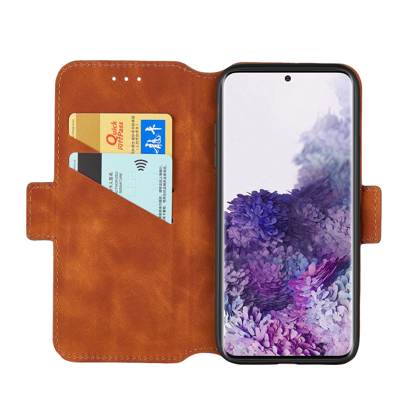 Splicing Matte Retro Style Leather Case with Card Slots for Samsung Galaxy S20 Plus/S20 Plus 5G - Brown