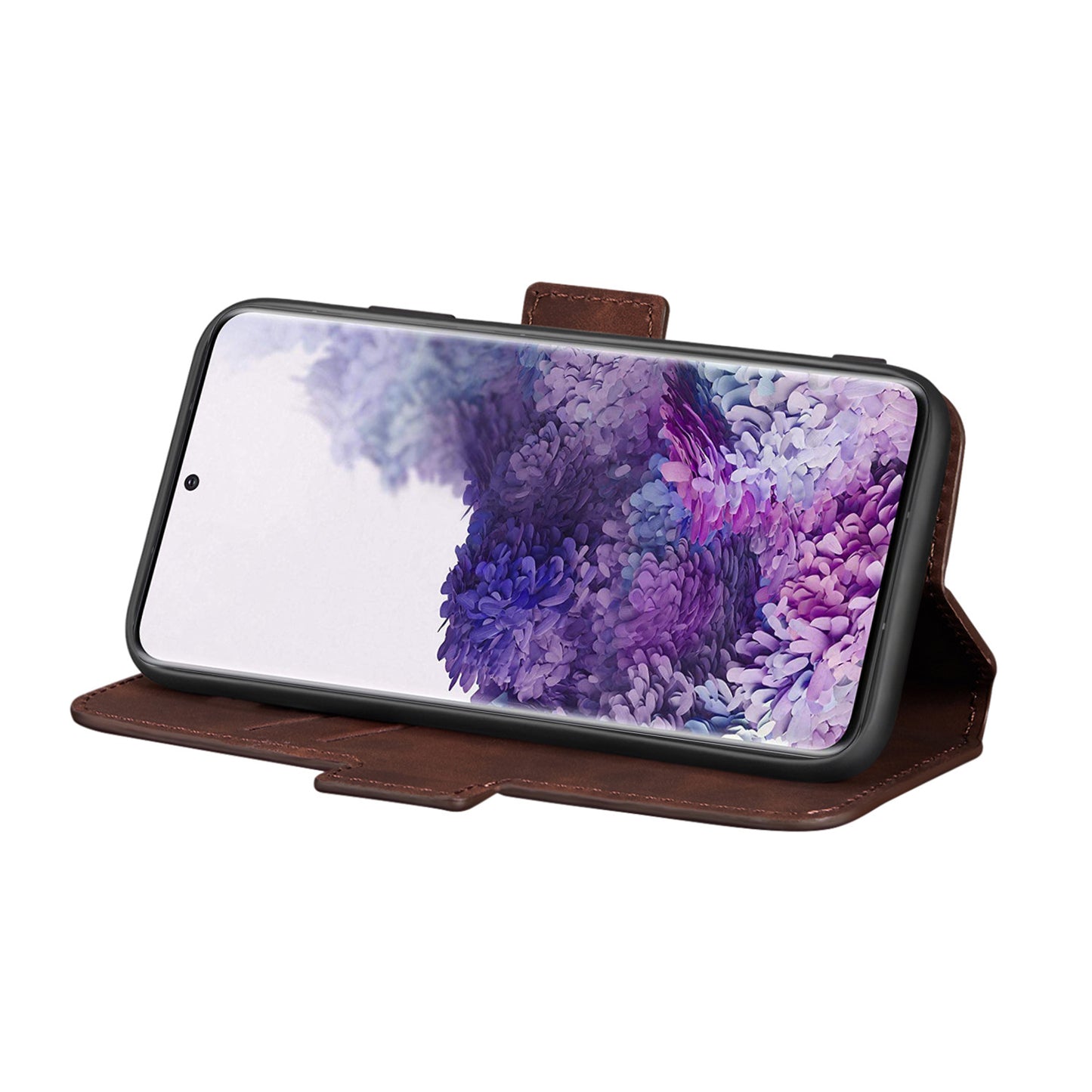 Splicing Matte Retro Style Leather Case with Card Slots for Samsung Galaxy S20 Plus/S20 Plus 5G - Coffee