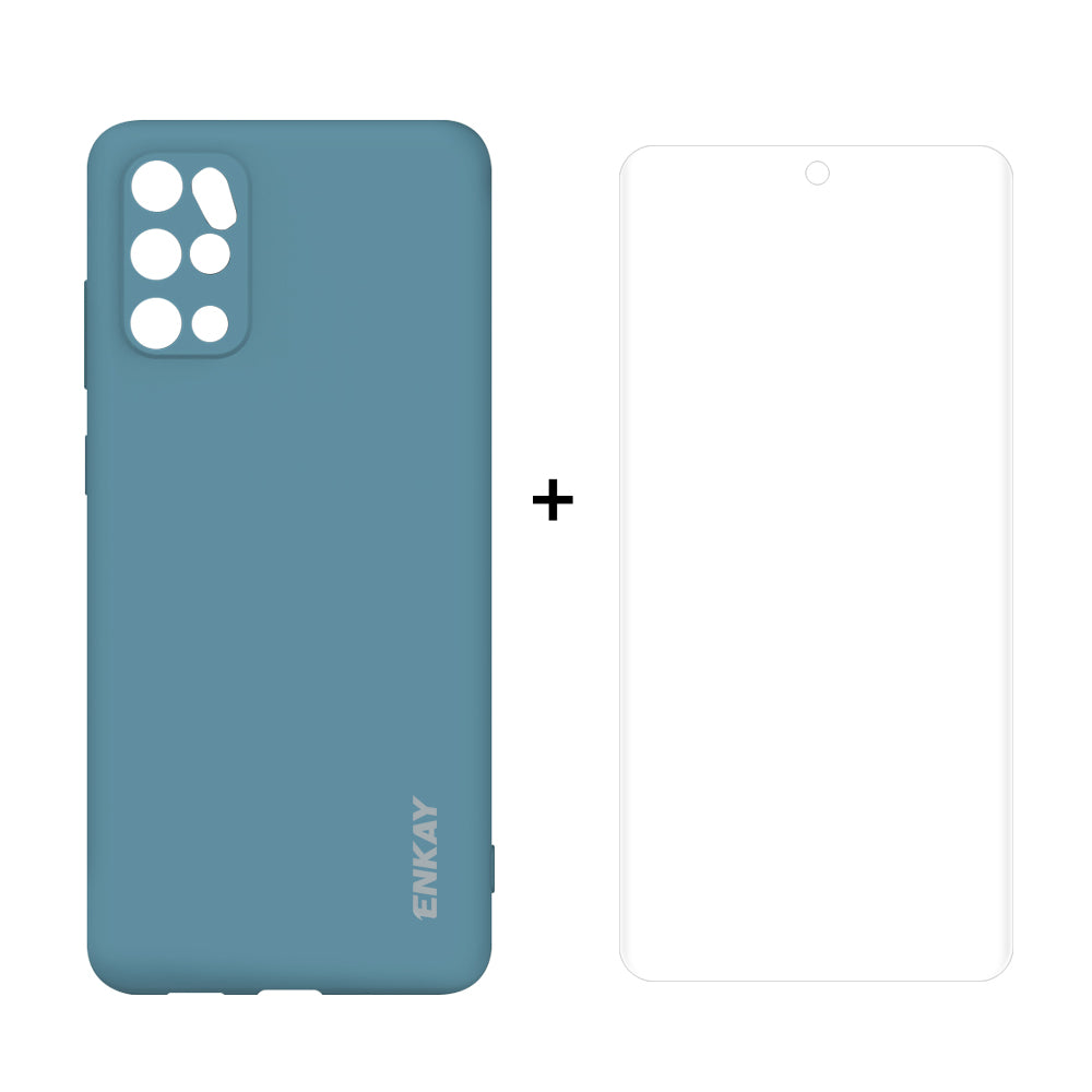 ENKAY Soft TPU Phone Case with Full Covering Curved PET Screen Protector for Samsung Galaxy S20 Plus/S20 Plus 5G - Blue