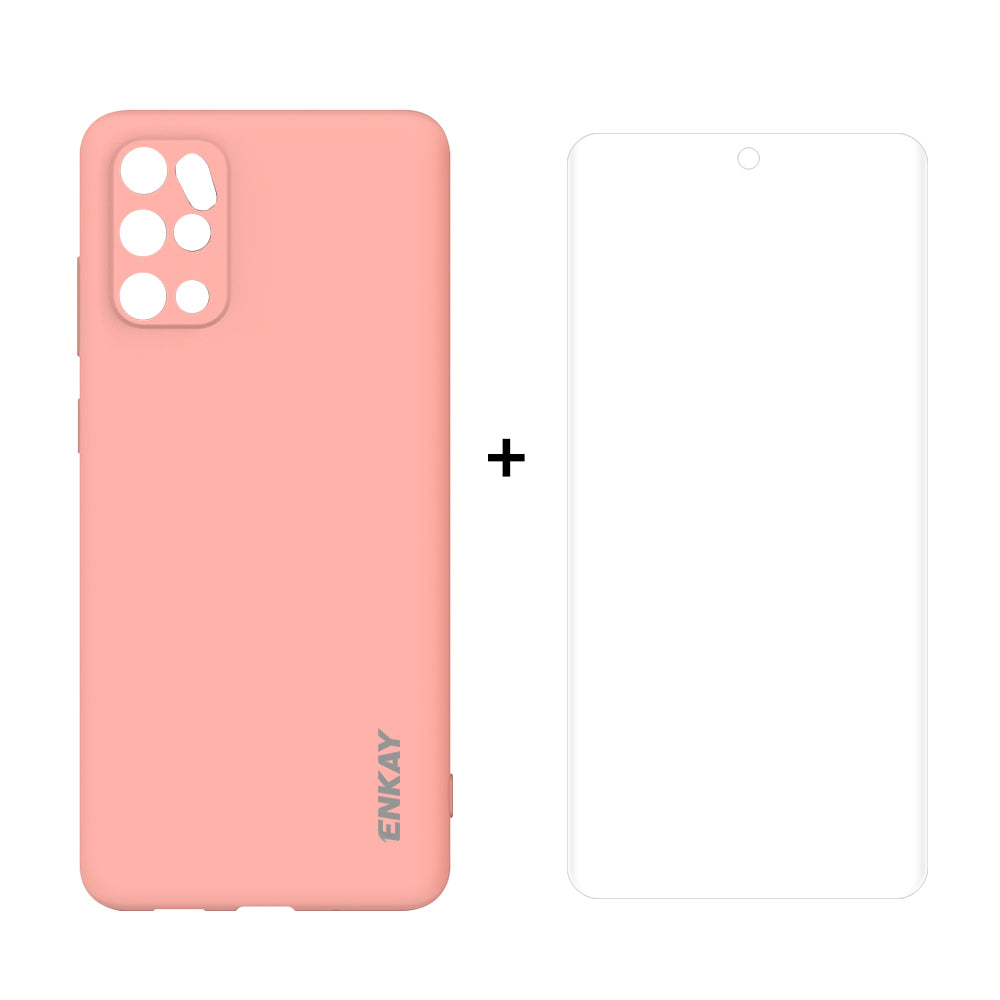 ENKAY Soft TPU Phone Case with Full Covering Curved PET Screen Protector for Samsung Galaxy S20 Plus/S20 Plus 5G - Orange