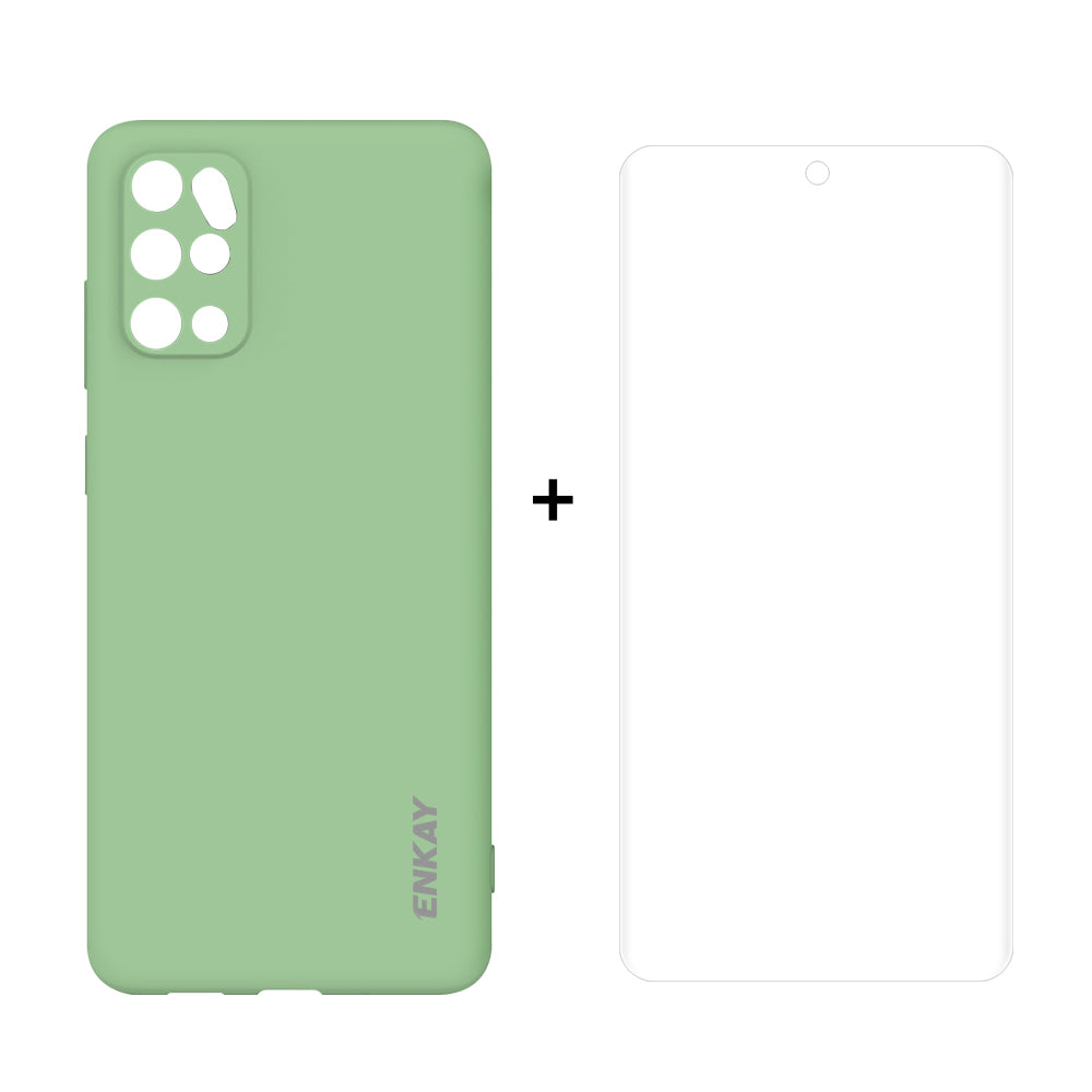 ENKAY Soft TPU Phone Case with Full Covering Curved PET Screen Protector for Samsung Galaxy S20 Plus/S20 Plus 5G - Green