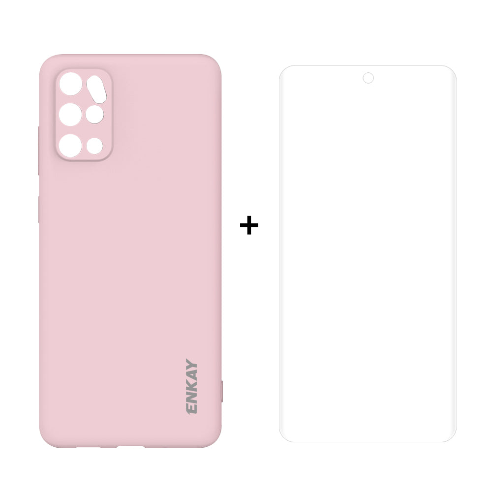 ENKAY Soft TPU Phone Case with Full Covering Curved PET Screen Protector for Samsung Galaxy S20 Plus/S20 Plus 5G - Pink