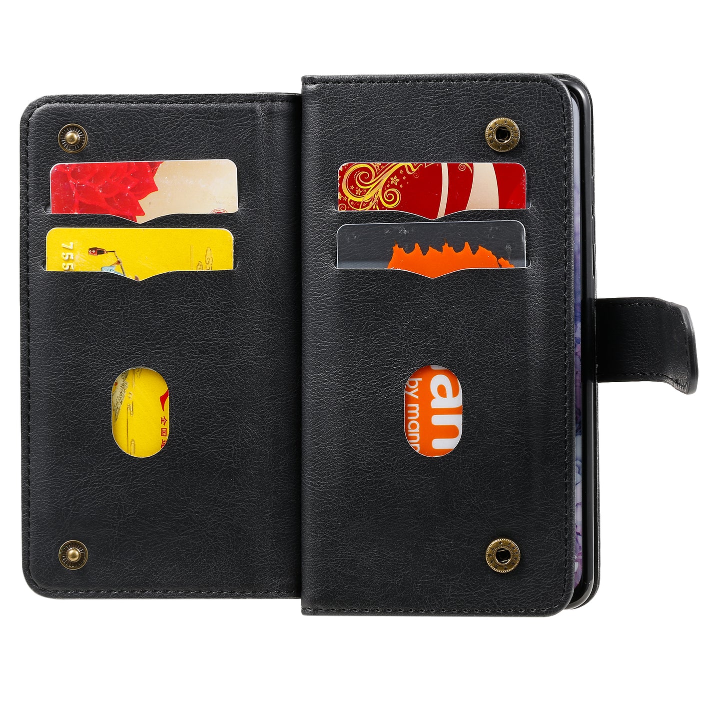 KT Multi-functional Series-1 10 Card Slots Wallet TPU+PU Leather Case with Stand for Samsung Galaxy S20 4G/S20 5G - Black