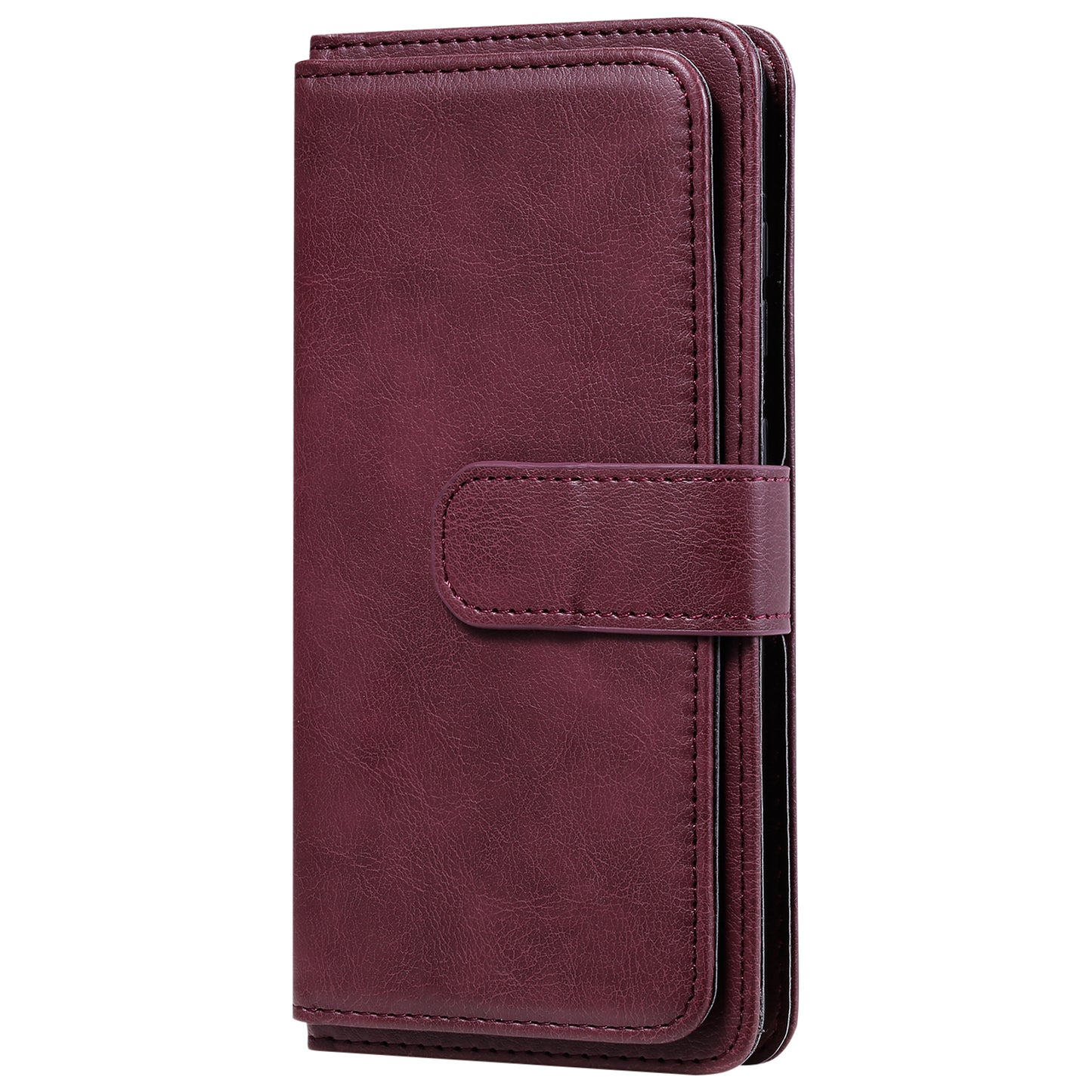 KT Multi-functional Series-1 10 Card Slots Wallet TPU+PU Leather Case with Stand for Samsung Galaxy S20 4G/S20 5G - Wine Red