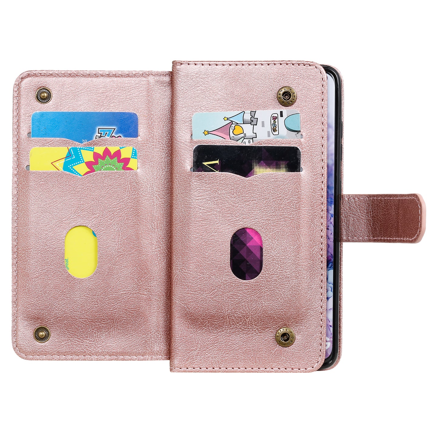 KT Multi-functional Series-1 10 Card Slots Wallet TPU+PU Leather Case with Stand for Samsung Galaxy S20 4G/S20 5G - Rose Gold