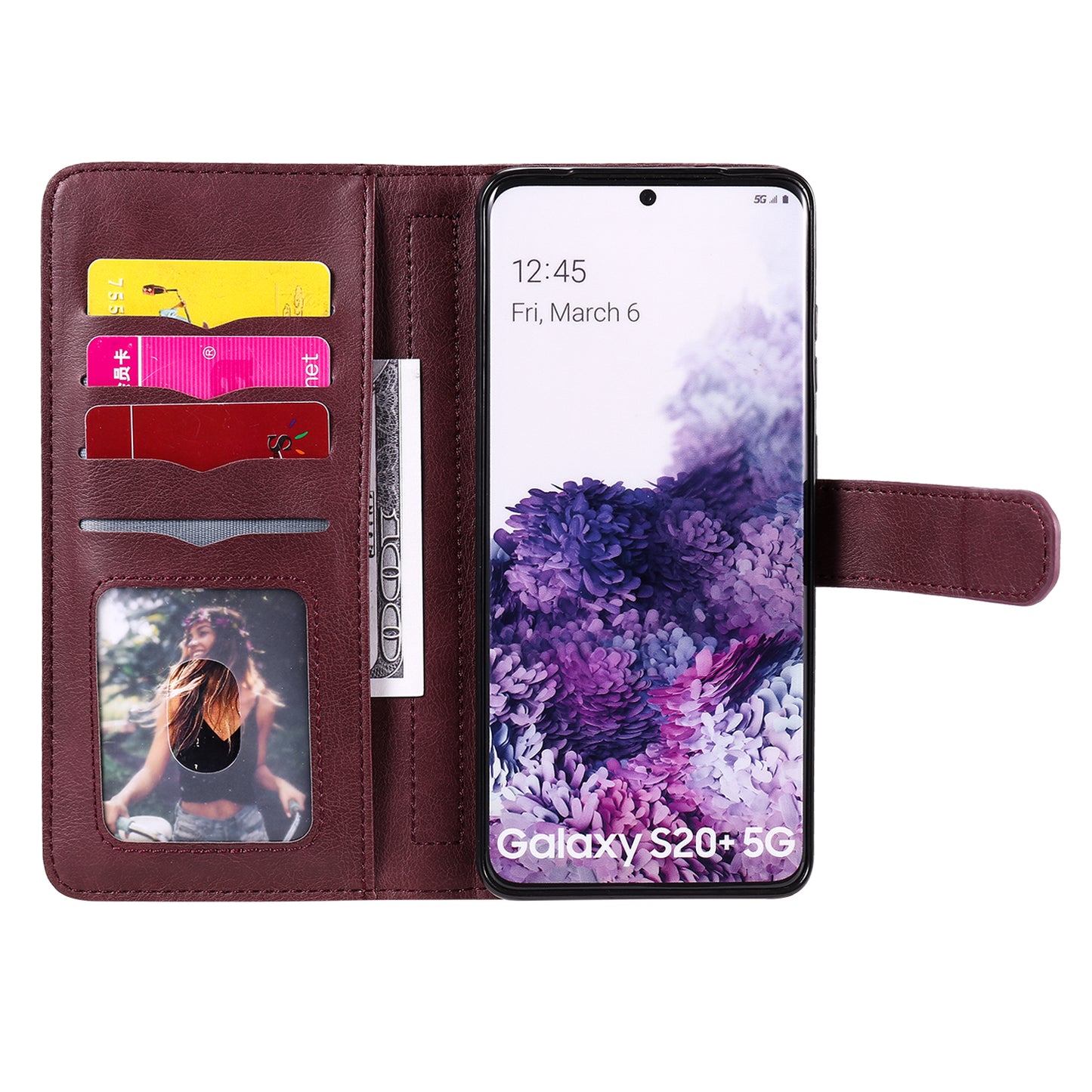 For Samsung Galaxy S20 Plus/S20 Plus 5G KT Multi-functional Series-1 10 Card Slots Wallet TPU+PU Leather Cover with Stand - Wine Red