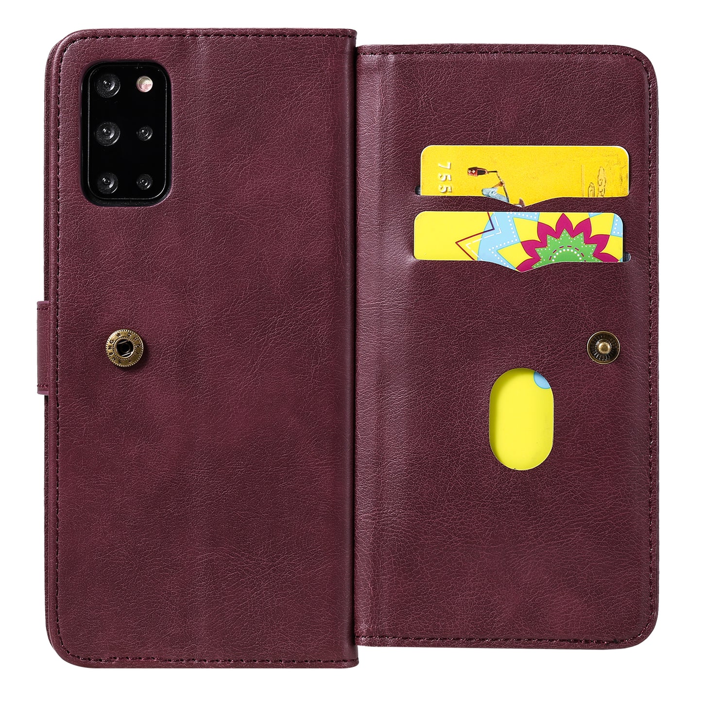 For Samsung Galaxy S20 Plus/S20 Plus 5G KT Multi-functional Series-1 10 Card Slots Wallet TPU+PU Leather Cover with Stand - Wine Red
