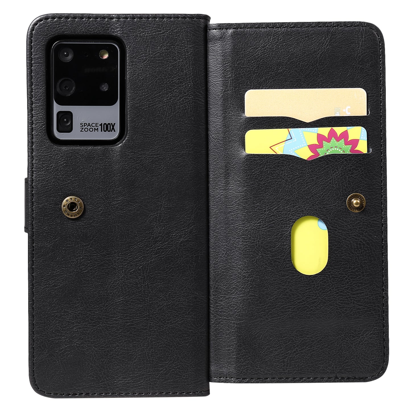 KT Multi-functional Series-1 10 Card Slots Wallet TPU+PU Leather Shell with Stand for Samsung Galaxy S20 Ultra - Black