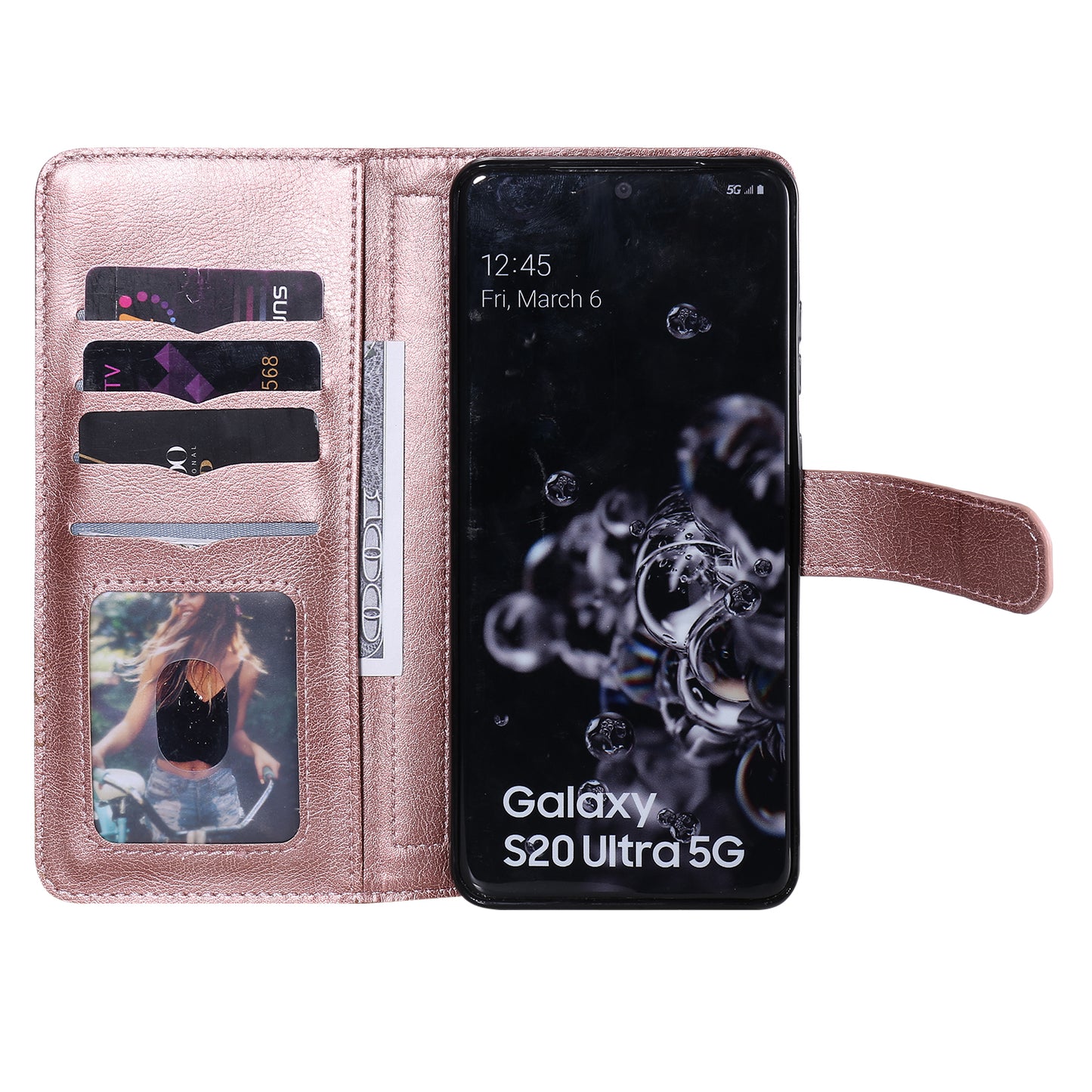 KT Multi-functional Series-1 10 Card Slots Wallet TPU+PU Leather Shell with Stand for Samsung Galaxy S20 Ultra - Rose Gold