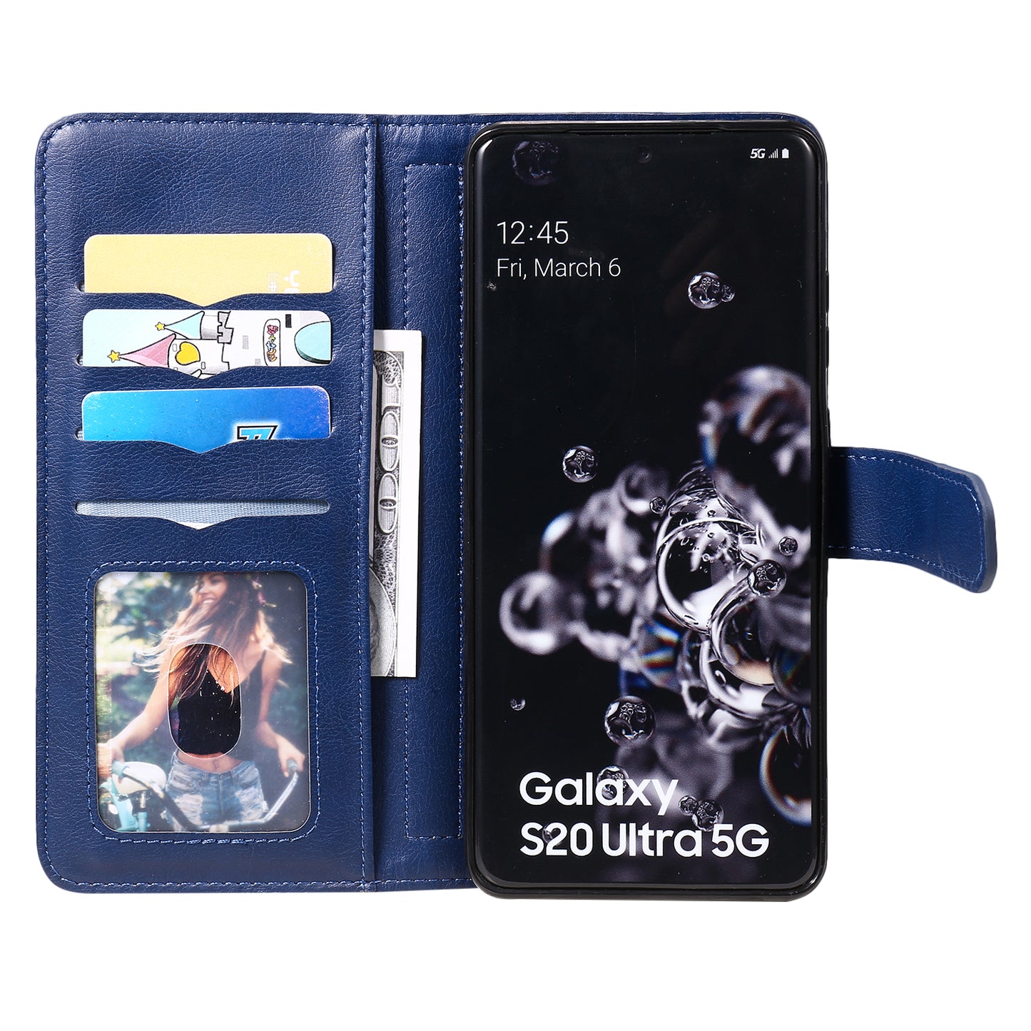 KT Multi-functional Series-1 10 Card Slots Wallet TPU+PU Leather Shell with Stand for Samsung Galaxy S20 Ultra - Blue