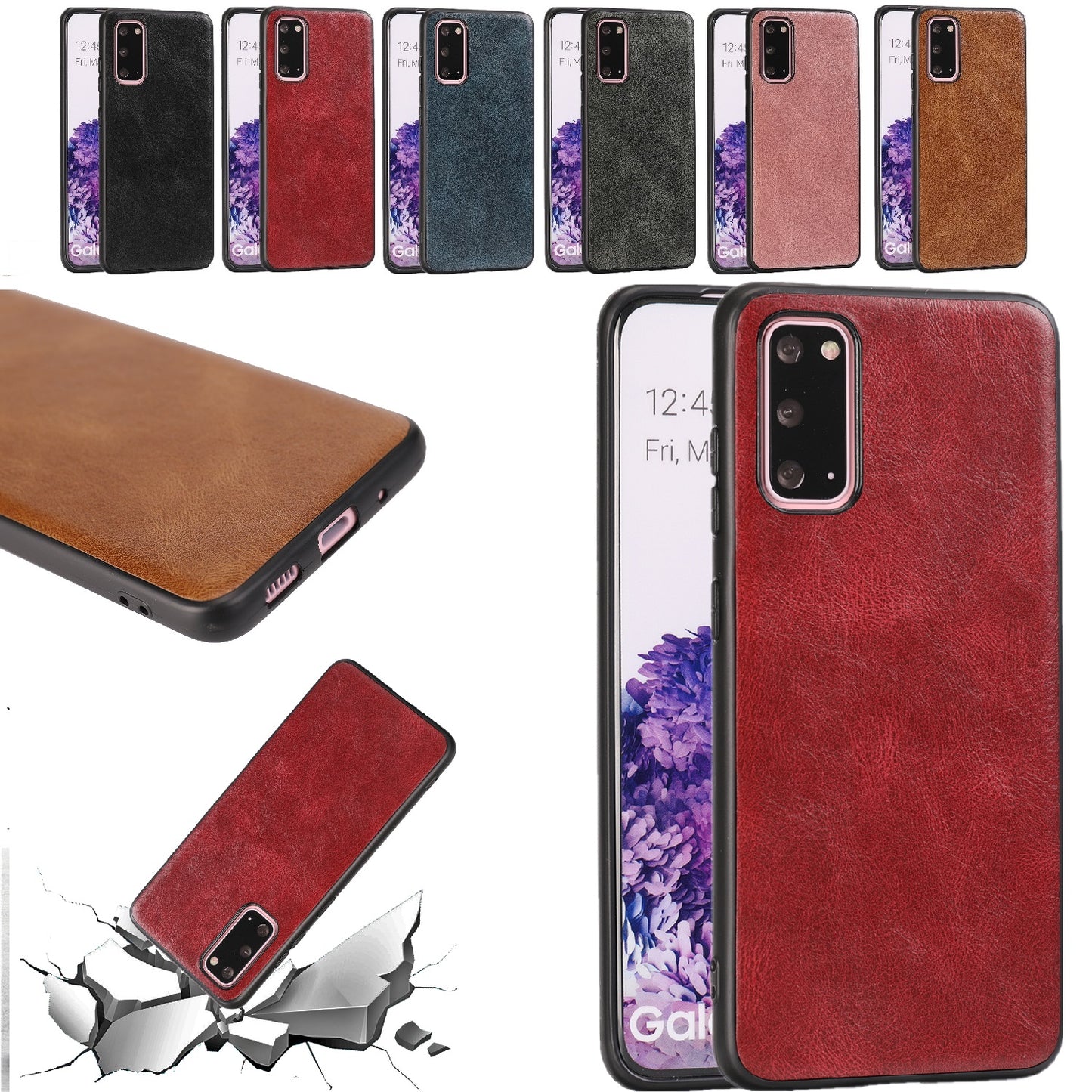 Crazy Horse Texture PU Leather Coated TPU Cover for Samsung Galaxy S20 4G/S20 5G - Red