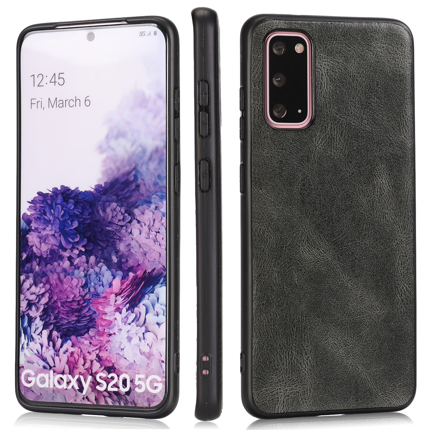 Crazy Horse Texture PU Leather Coated TPU Cover for Samsung Galaxy S20 4G/S20 5G - Grey
