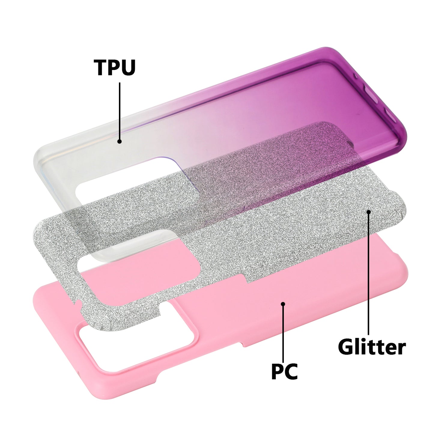 Gradient Color TPU + PC Hybrid Phone Cover for Samsung Galaxy S20 Ultra - Purple