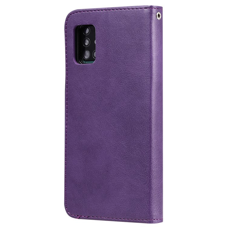 KT Leather Series-3 Detachable 2-in-1 PU Leather Wallet Case for Samsung Galaxy A51 5G SM-A516 - Purple