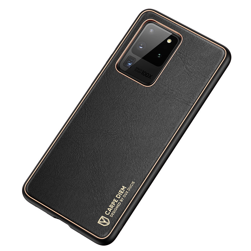 DUX DUCIS YOLO Series Electroplating PU Leather+TPU+PC Cover for Samsung Galaxy S20 Ultra - Black