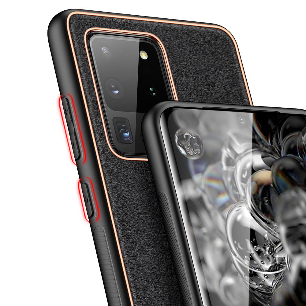 DUX DUCIS YOLO Series Electroplating PU Leather+TPU+PC Cover for Samsung Galaxy S20 Ultra - Black