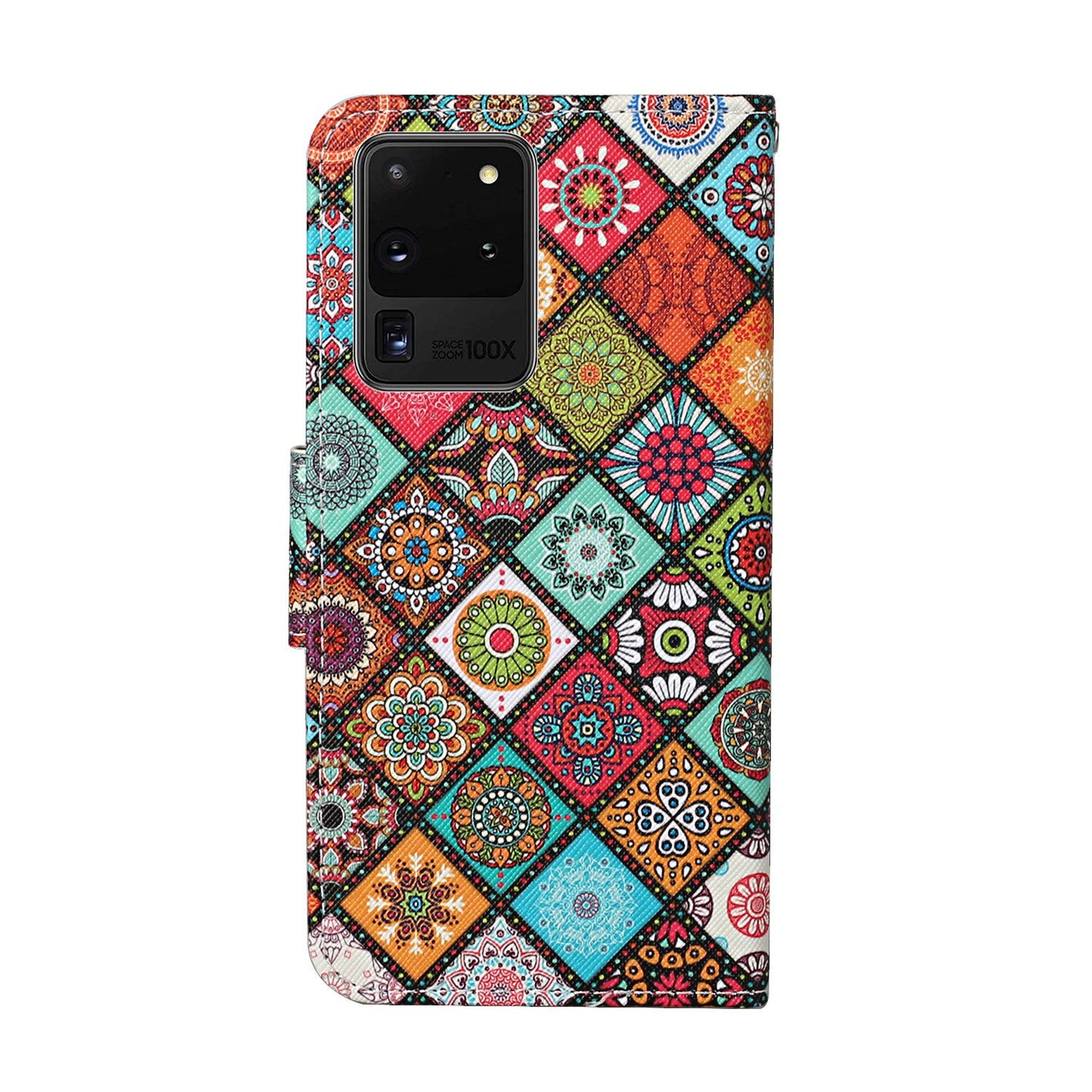Leather Stand Cover Wallet Pattern Printing Phone Case for Samsung Galaxy S20 Ultra - Malanda Flower