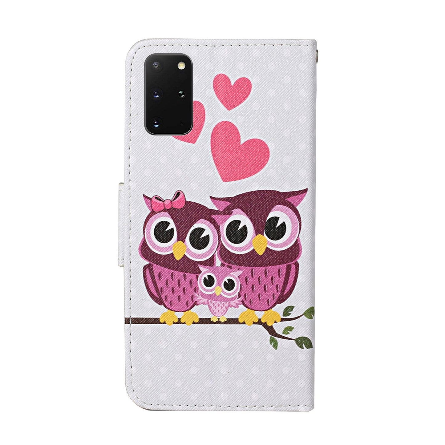 Leather Stand Phone Cover Wallet Pattern Printing Case for Samsung Galaxy S20 Plus/S20 Plus 5G - Owl Family