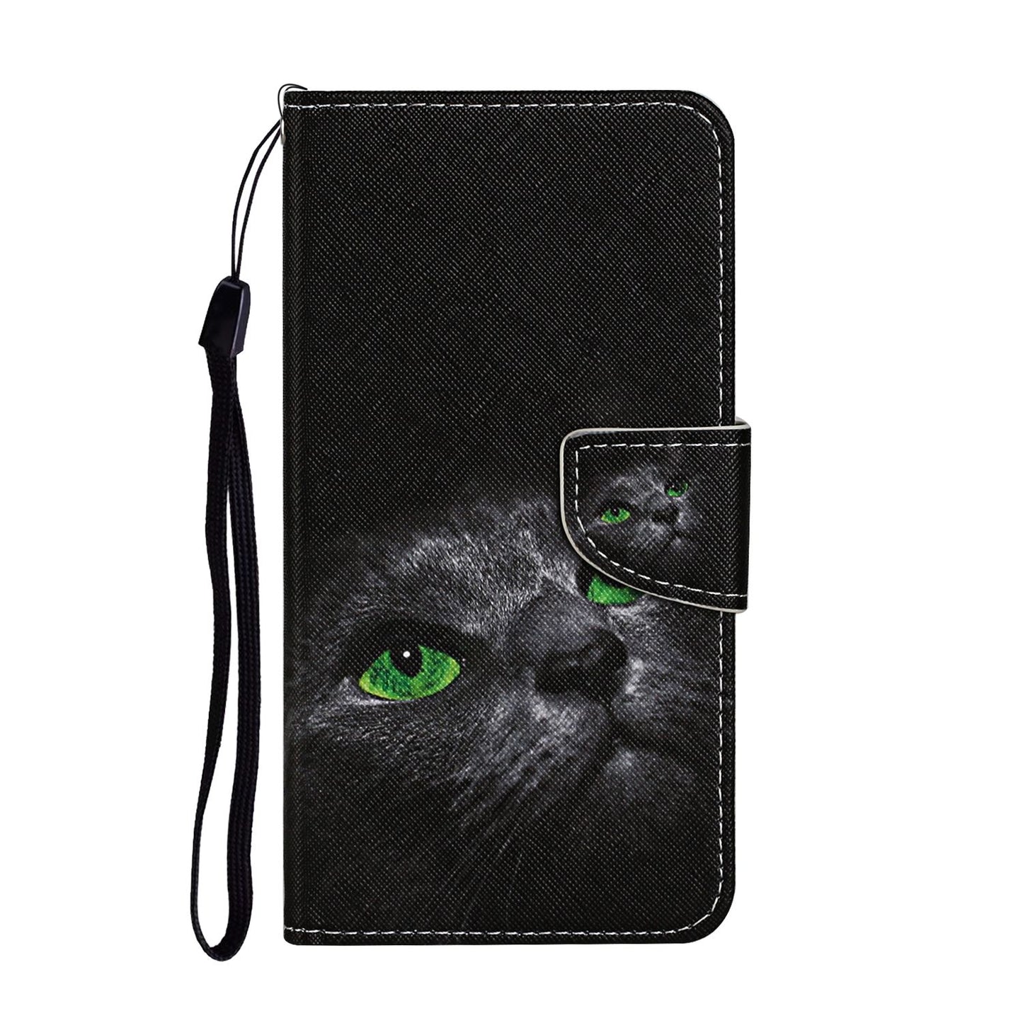 Leather Stand Phone Cover Wallet Pattern Printing Case for Samsung Galaxy S20 Plus/S20 Plus 5G - Black Cat