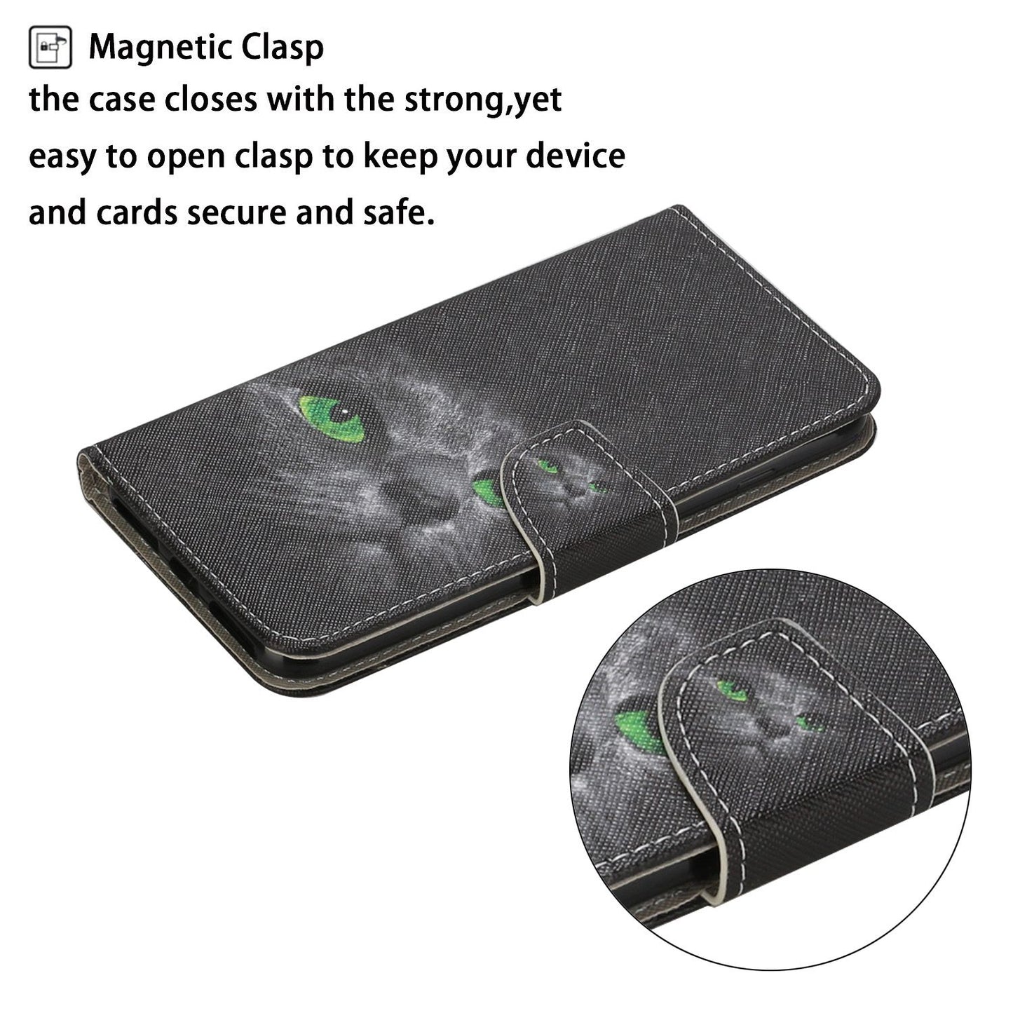 Leather Stand Phone Cover Wallet Pattern Printing Case for Samsung Galaxy S20 Plus/S20 Plus 5G - Black Cat