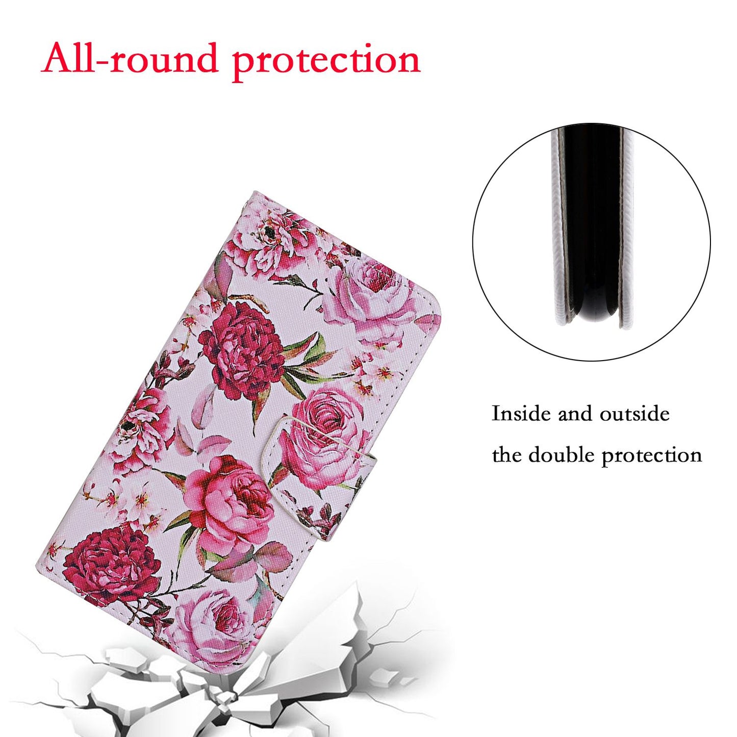 Leather Stand Phone Cover Wallet Pattern Printing Case for Samsung Galaxy S20 Plus/S20 Plus 5G - Flowers