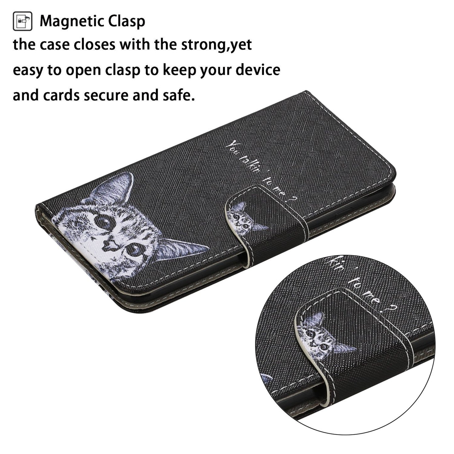 Leather Stand Phone Cover Wallet Pattern Printing Case for Samsung Galaxy S20 Plus/S20 Plus 5G - Cat and Letters