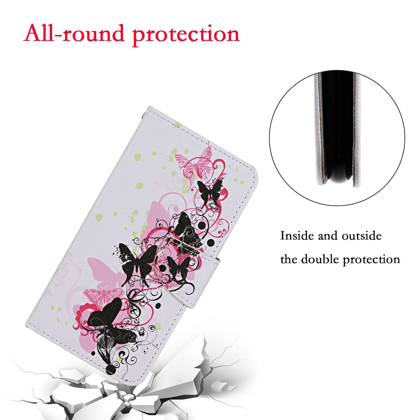 Leather Stand Phone Cover Wallet Pattern Printing Case for Samsung Galaxy S20 Plus/S20 Plus 5G - Butterflies