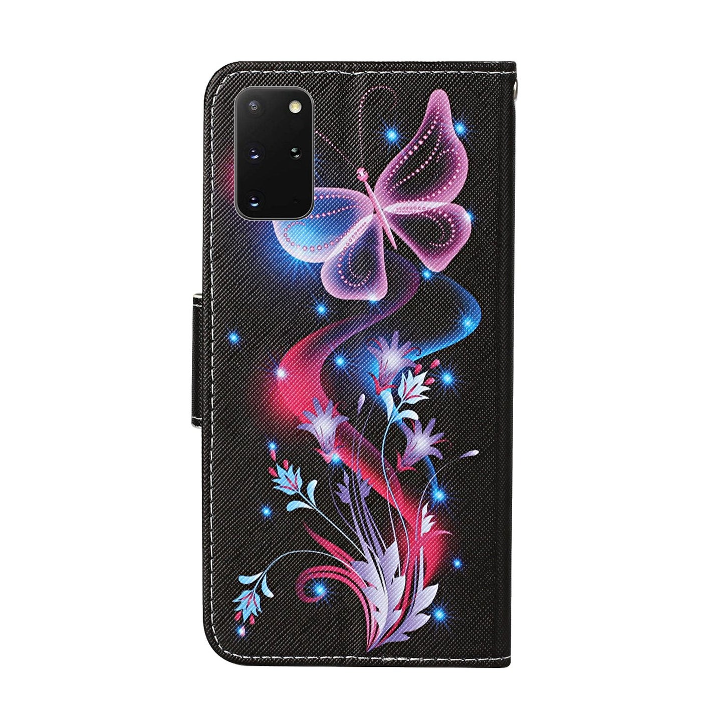 Leather Stand Phone Cover Wallet Pattern Printing Case for Samsung Galaxy S20 Plus/S20 Plus 5G - Luminous Butterfly