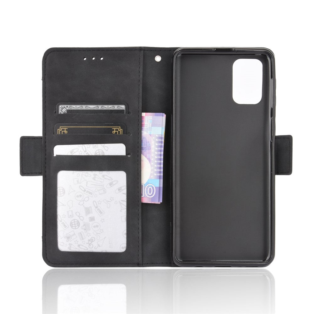 Multiple Card Slots Leather Wallet Protection Cover for Samsung Galaxy M31s - Black