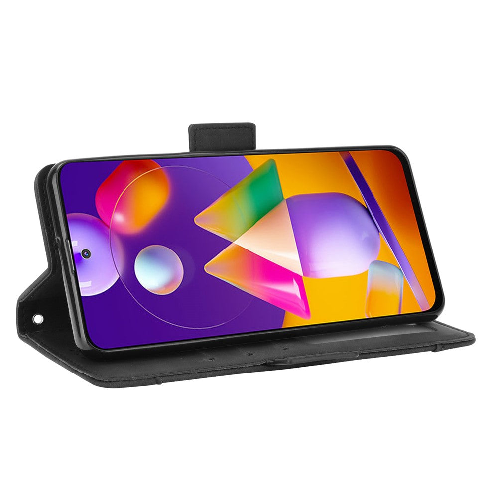 Multiple Card Slots Leather Wallet Protection Cover for Samsung Galaxy M31s - Black