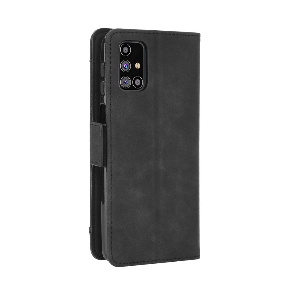 Multiple Card Slots Leather Wallet Protection Cover for Samsung Galaxy M31s - Black