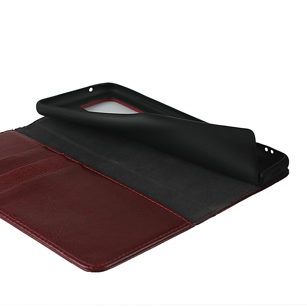 Crazy Horse Genuine Leather Wallet Case for Samsung Galaxy S20 Ultra - Red