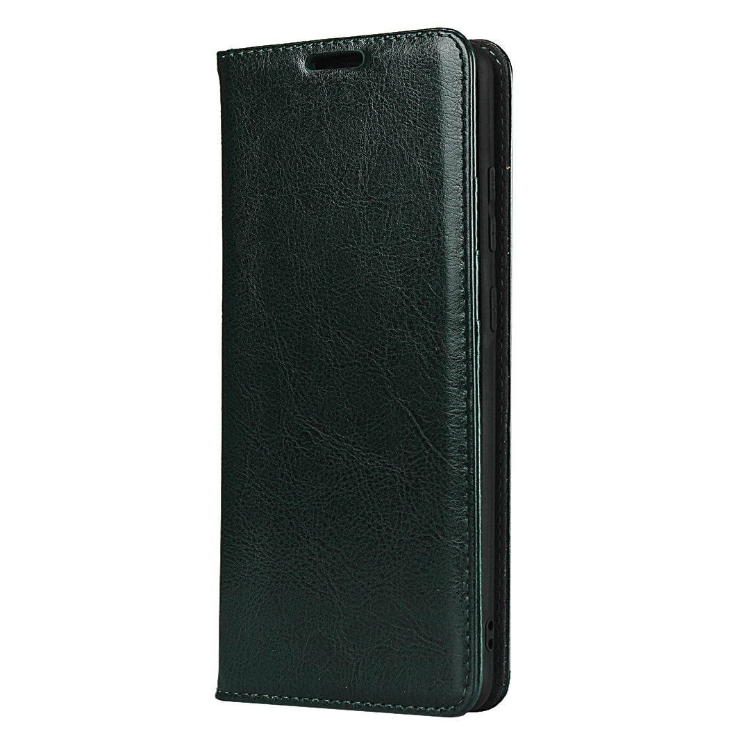 Crazy Horse Genuine Leather Wallet Case for Samsung Galaxy S20 Ultra - Blackish Green