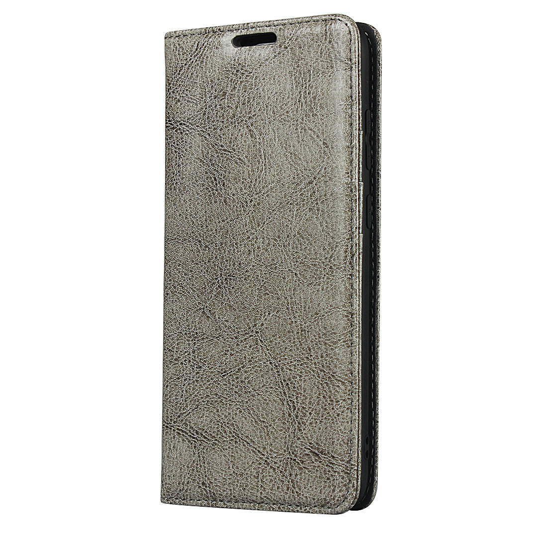Crazy Horse Genuine Leather Wallet Shell Case for Samsung Galaxy S20 Plus/S20 Plus 5G - Grey
