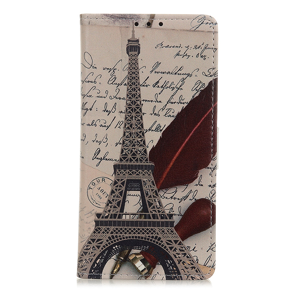 For Samsung Galaxy S20 FE/S20 Fan Edition/S20 FE 5G/S20 Fan Edition 5G/S20 Lite/S20 Lite Phone Case Pattern Printing PU Leather Shockproof Cover with Stand Wallet - Eiffel Tower and Letters