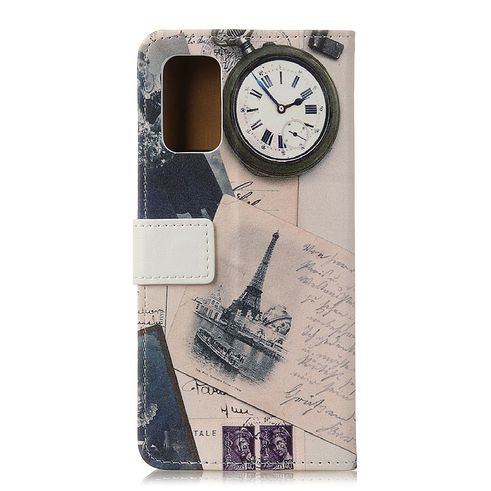 For Samsung Galaxy S20 FE/S20 Fan Edition/S20 FE 5G/S20 Fan Edition 5G/S20 Lite/S20 Lite Phone Case Pattern Printing PU Leather Shockproof Cover with Stand Wallet - Eiffel Tower and Letters