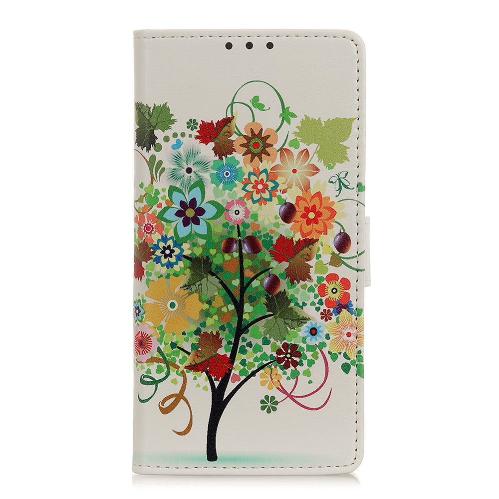 For Samsung Galaxy S20 FE/S20 Fan Edition/S20 FE 5G/S20 Fan Edition 5G/S20 Lite/S20 Lite Phone Case Pattern Printing PU Leather Shockproof Cover with Stand Wallet - Colorful Tree with Grapes