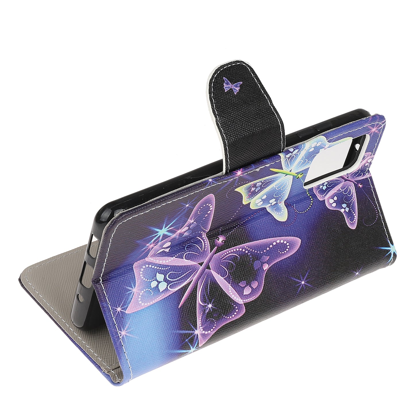 Patterned Cross Texture Leather Protector Wallet Case for Samsung Galaxy S20 Lite/S20 Fan Edition - Vivid Butterflies