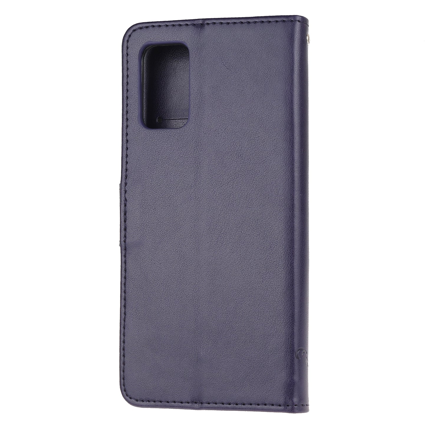 Imprint Butterfly Flowers Leather Shell Wallet Phone Case for Samsung Galaxy S20 Lite/S20 Fan Edition - Dark Purple