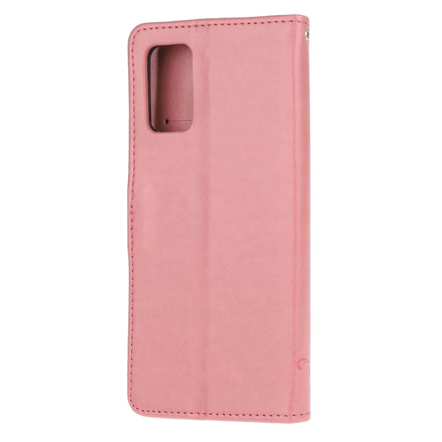 Imprint Butterfly Flowers Leather Shell Wallet Phone Case for Samsung Galaxy S20 Lite/S20 Fan Edition - Pink