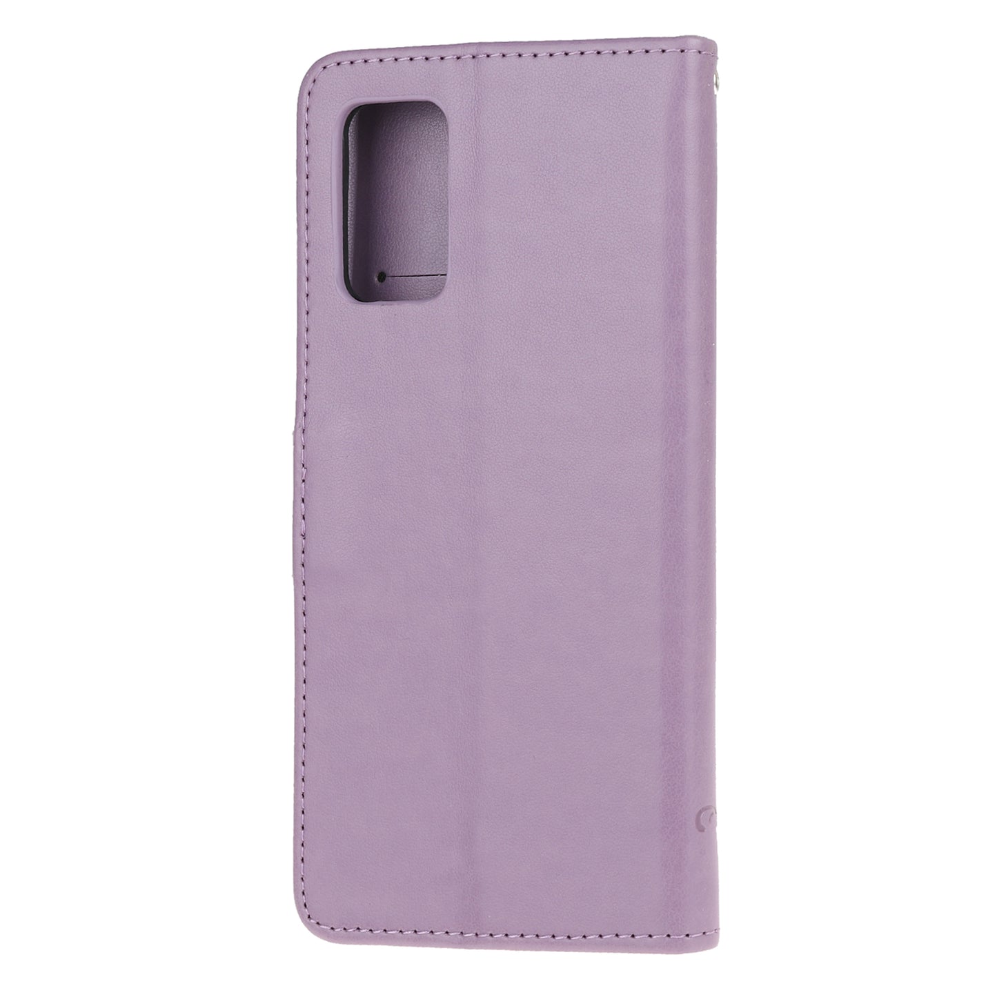 Imprint Butterfly Flowers Leather Shell Wallet Phone Case for Samsung Galaxy S20 Lite/S20 Fan Edition - Light Purple