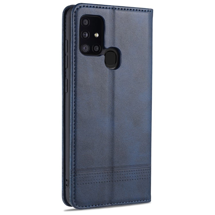 AZNS Auto-absorbed Leather Wallet Cover for Samsung Galaxy A21s - Blue