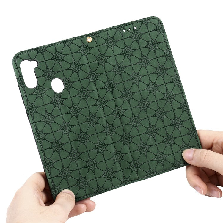 Imprint Flower Surface Auto-absorbed Cover for Samsung Galaxy A11(EU Version) (US Version)/M11 - Green