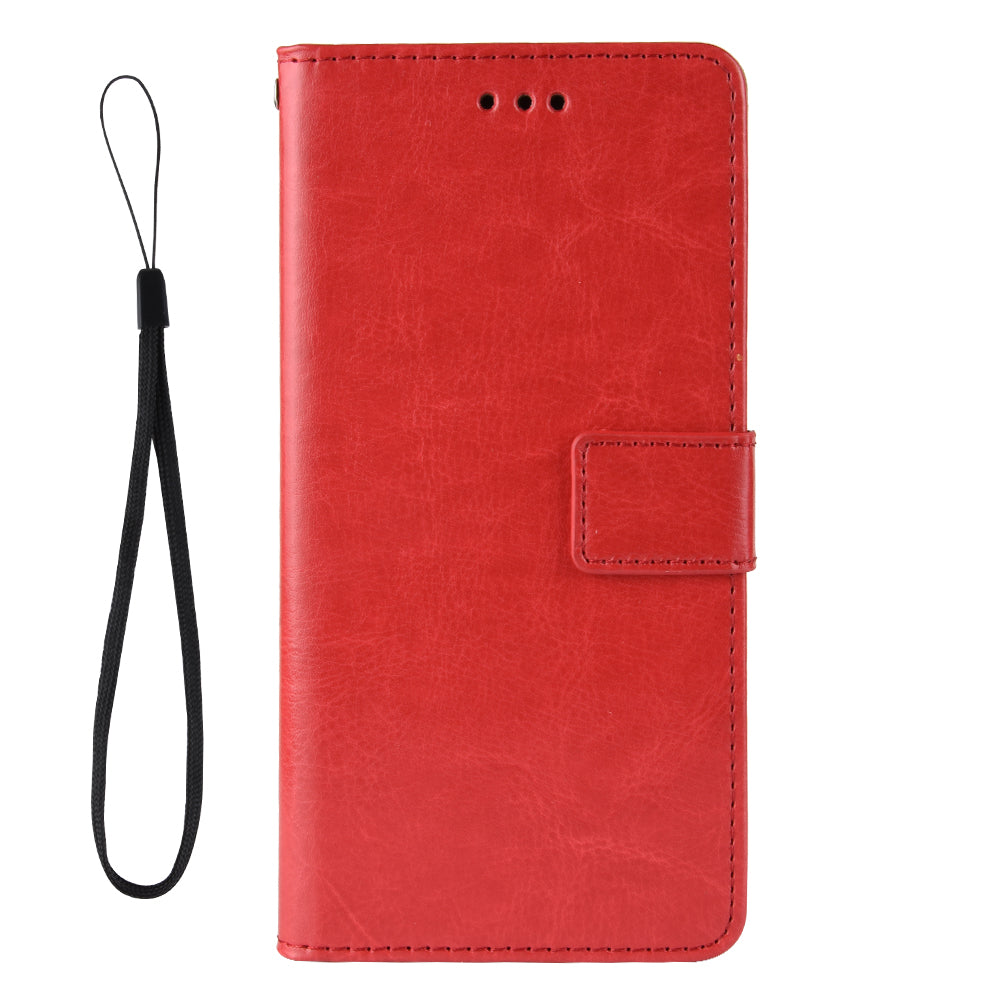 Crazy Horse Protector Wallet Stand Leather Case with Lanyard for Samsung Galaxy S20 Lite/S20 Fan Edition/FE 4G/5G - Red