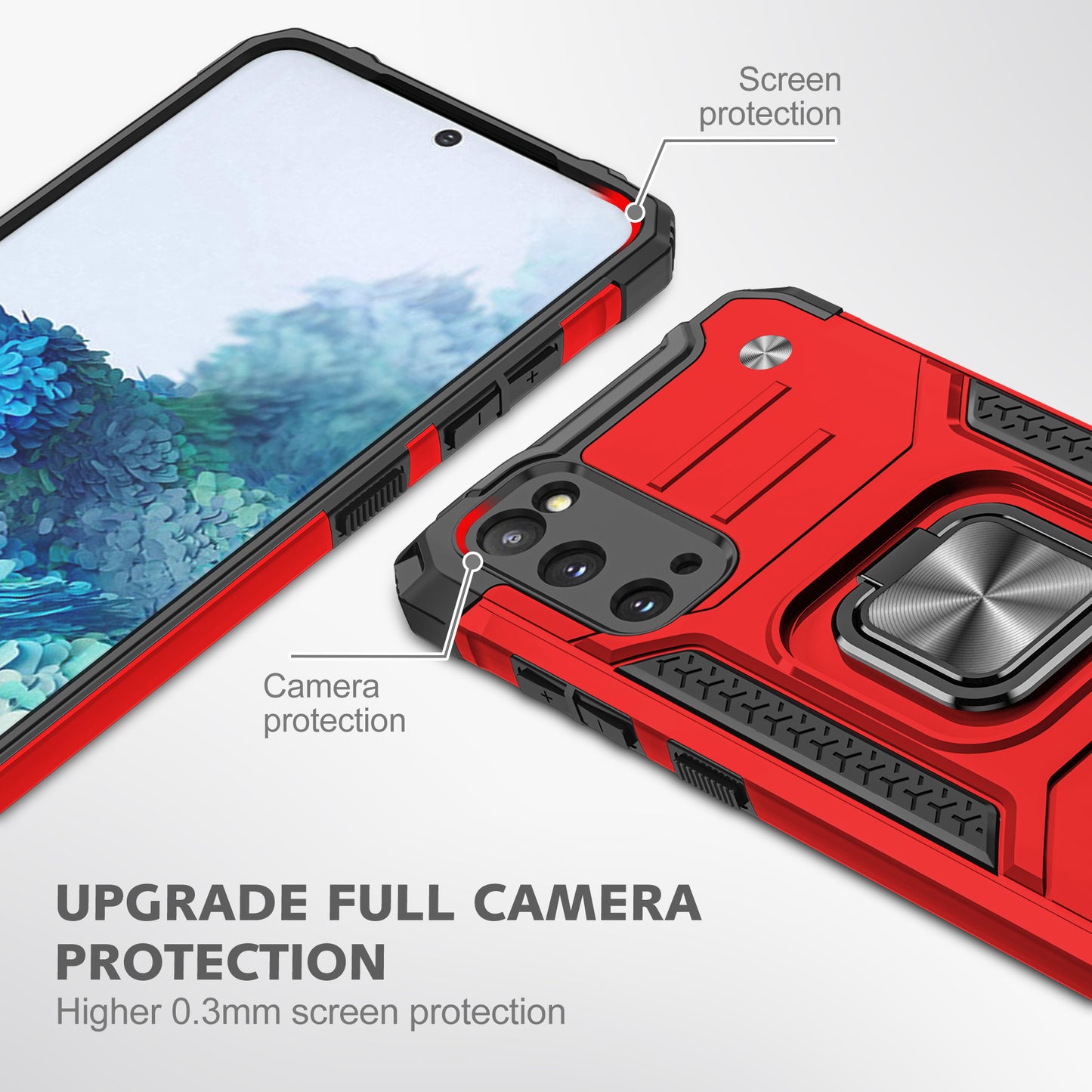 Detachable 2-in-1 Armor Style Kickstand TPU + PC Shell with Metal Sheet for Samsung Galaxy S20 4G/S20 5G - Red